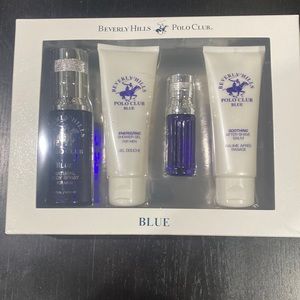 Beverly Hills Polo Club Blue Body spray shower gel EDT and shave balm 3-.5 floz